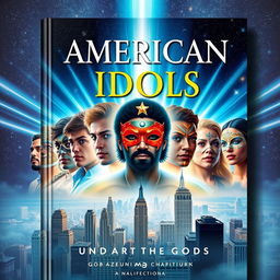 A captivating book cover for 'American Idols: Unmasking the Gods of Modern Culture'