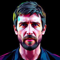 A photorealistic t-shirt design featuring a full-body portrait of a Britpop icon, closely resembling Liam Gallagher, appealing specifically to OASIS fans