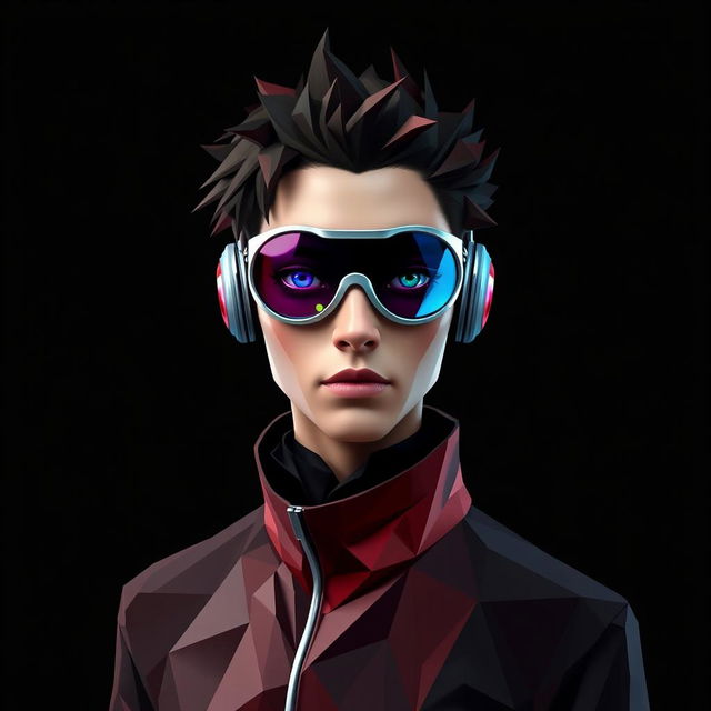 A character inspired by OASIS, highly similar to the original portrayal, designed in polygon art style