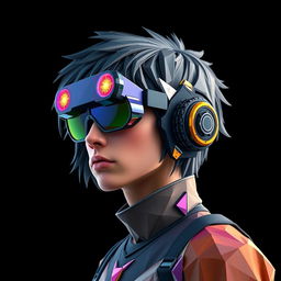 A character inspired by OASIS, highly similar to the original portrayal, designed in polygon art style