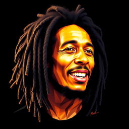 A photorealistic t-shirt design featuring an iconic portrait of Bob Marley, capturing a character very similar to the original, depicted in polygon art style