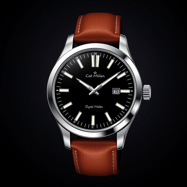 A stylish and sophisticated men's watch design featuring a classic yet modern aesthetic