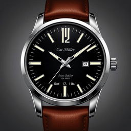 A stylish and sophisticated men's watch design featuring a classic yet modern aesthetic