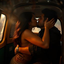 A passionate scene featuring a young woman with a cute and alluring appearance, embodying youthful beauty