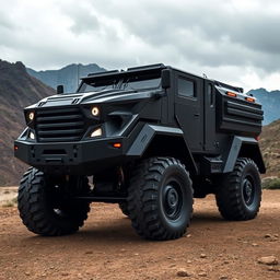 A fierce and powerful design of the Maung Pindad military vehicle, featured from the front, side, and rear views, showcasing a robust and aggressive appearance