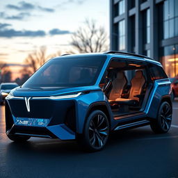 A futuristic design of a 7-seater big SUV, merging innovation and technology