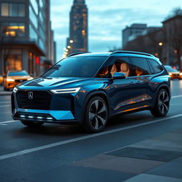 A futuristic design of a 7-seater big SUV, merging innovation and technology