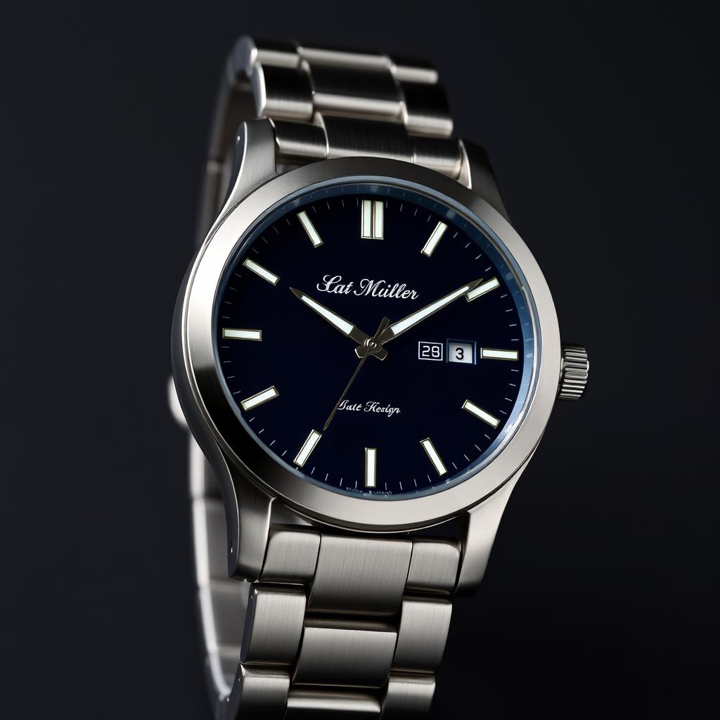 A beautifully designed steel watch for men with the brand name 'Cat Miller' elegantly engraved on the dial