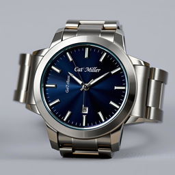 A beautifully designed steel watch for men with the brand name 'Cat Miller' elegantly engraved on the dial