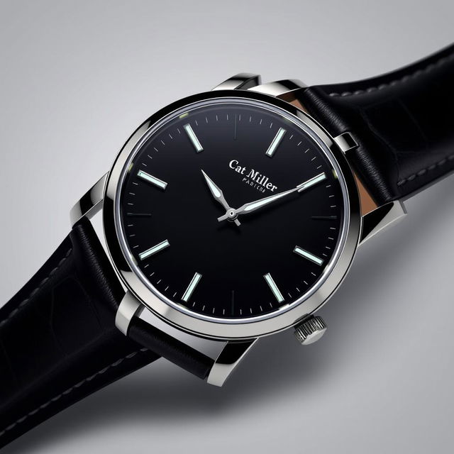 A stunning watch design for men by the brand 'Cat Miller', showcasing a luxurious and modern aesthetic