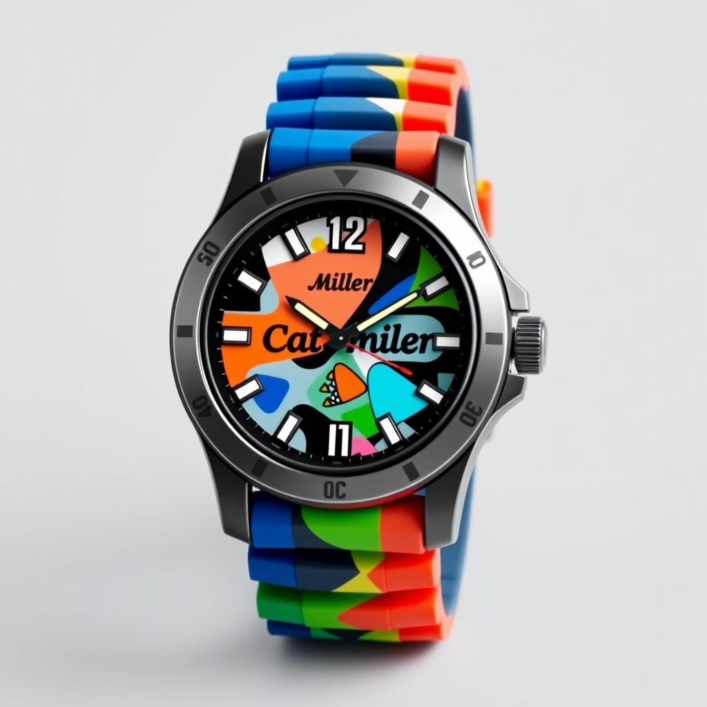 A funky and stylish men's watch designed for the brand 'Cat Miller'