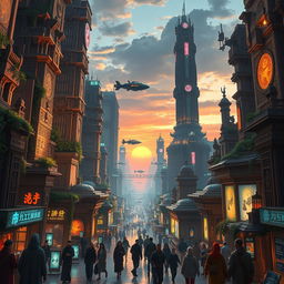 A breathtaking futuristic ancient city blending advanced technology and historical architecture