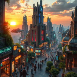 A breathtaking futuristic ancient city blending advanced technology and historical architecture