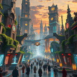 A breathtaking futuristic ancient city blending advanced technology and historical architecture