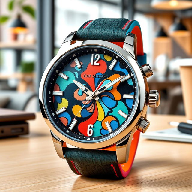 A funky automatic men's watch designed for the brand 'Cat Miller'