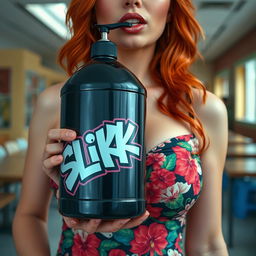 A stunning close-up shot of a beautiful female redhead with a large chest
