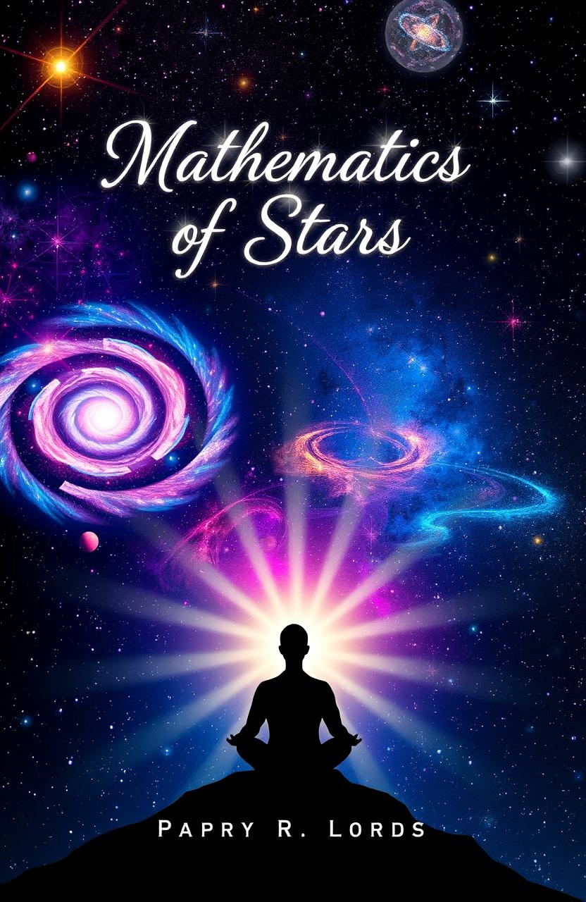 A visually captivating cover design for a poetry book titled 'Mathematics of Stars'