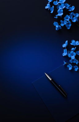 A black canvas featuring a beautiful gradient that transitions smoothly into midnight blue, creating a serene and mysterious atmosphere