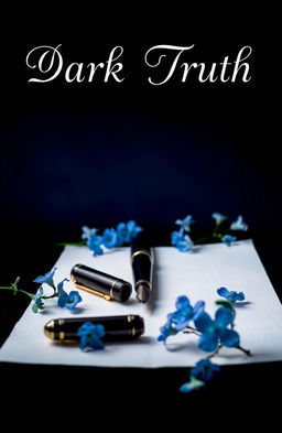 A visually striking composition featuring a black background that elegantly transitions into a gradient of midnight blue