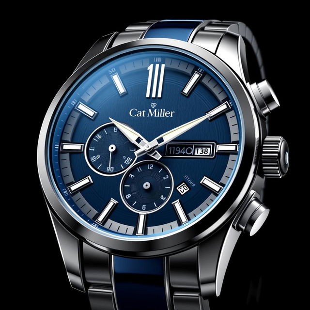 A luxury men's automatic watch design featuring a large, elegant glass face