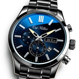 A luxury men's automatic watch design featuring a large, elegant glass face