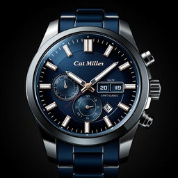 A luxury men's automatic watch design featuring a large, elegant glass face