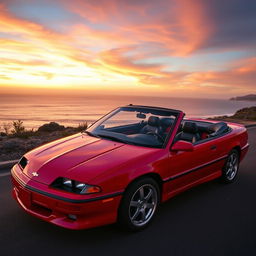A sleek and sporty Chevrolet Cavalier Z24 convertible, featuring a vibrant red exterior with stylish alloy wheels