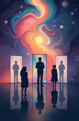 A reflective and serene abstract illustration depicting the theme of self-identity and understanding the self