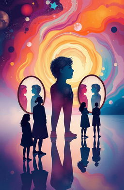 A reflective and serene abstract illustration depicting the theme of self-identity and understanding the self