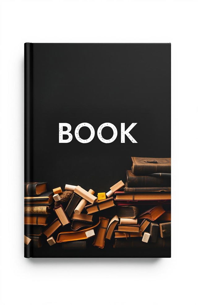 A book cover design featuring a striking black background with a subtle hint of darkish yellow accents