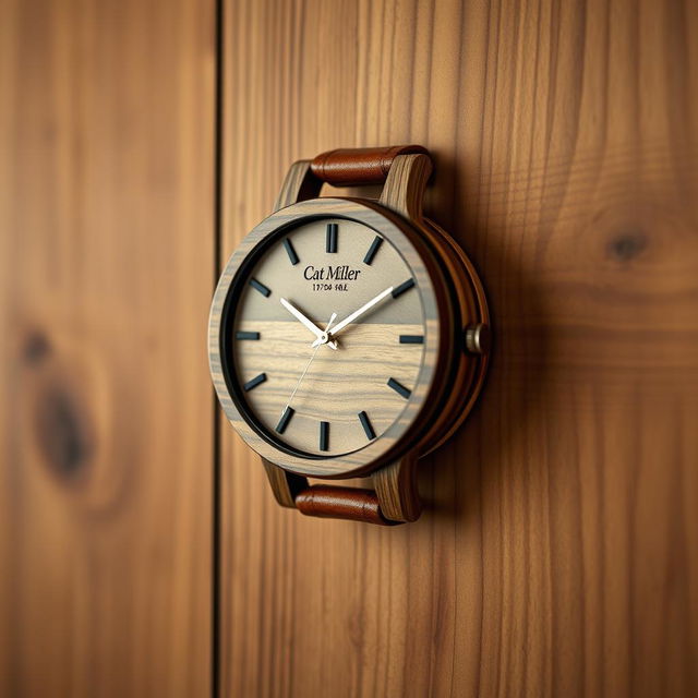 An elegant wall-mounted wooden watch designed specifically for men