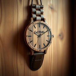 An elegant wall-mounted wooden watch designed specifically for men
