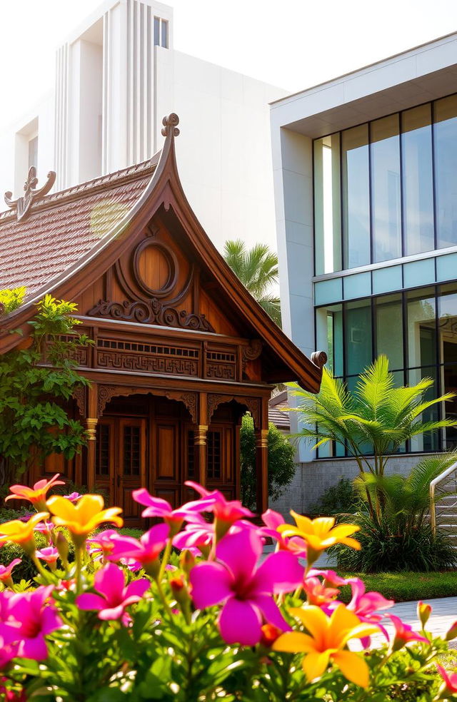 A beautiful fusion of traditional Malay architecture with modern design elements