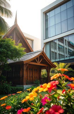 A beautiful fusion of traditional Malay architecture with modern design elements