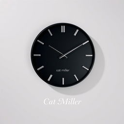 A stylish wall clock design branded 'Cat Miller' aimed at men