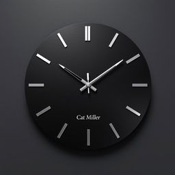 A stylish wall clock design branded 'Cat Miller' aimed at men