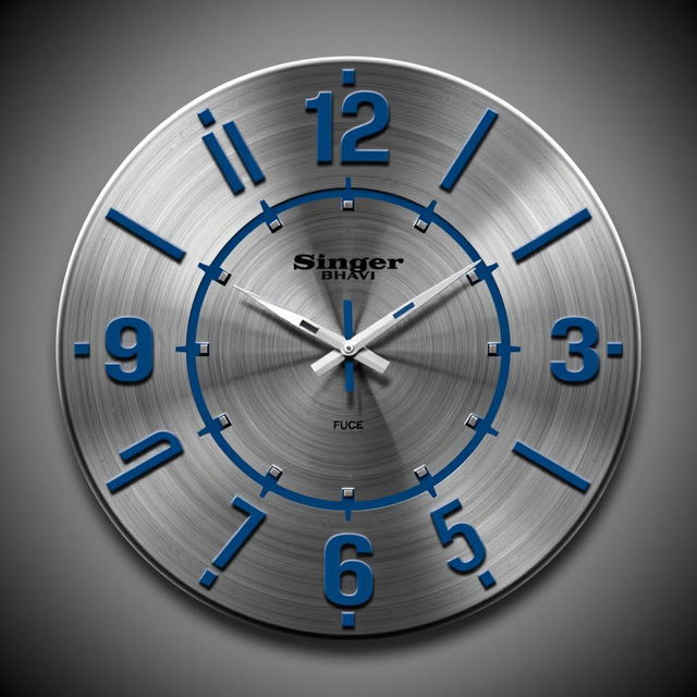 A robust wall clock design branded 'Singer Bhavi' targeting a male audience