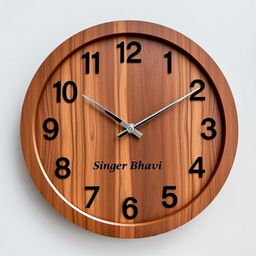 An elegant wooden wall clock design branded 'Singer Bhavi' specifically targeting a male audience