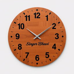 An elegant wooden wall clock design branded 'Singer Bhavi' specifically targeting a male audience