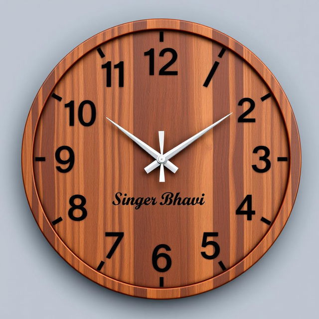 An elegant wooden wall clock design branded 'Singer Bhavi' specifically targeting a male audience