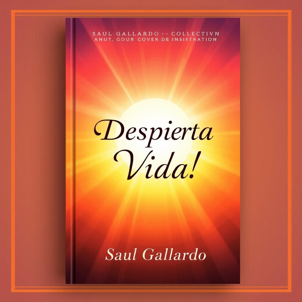 A book cover design for a poetry collection featuring a radiant sunrise with warm colors that symbolize light and vitality