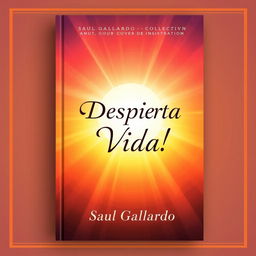 A book cover design for a poetry collection featuring a radiant sunrise with warm colors that symbolize light and vitality