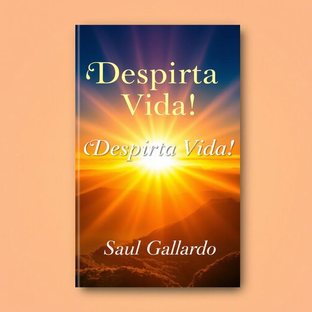 A book cover design featuring a radiant sunrise with warm colors illuminating a breathtaking landscape that symbolizes light and vitality