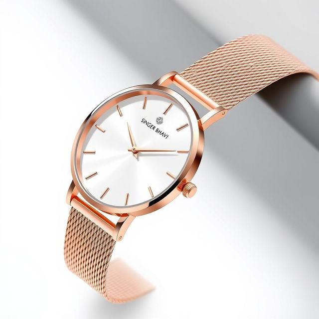 A stylish and elegant watch design targeted at women for the brand 'Singer Bhavi'