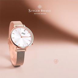 A stylish and elegant watch design targeted at women for the brand 'Singer Bhavi'
