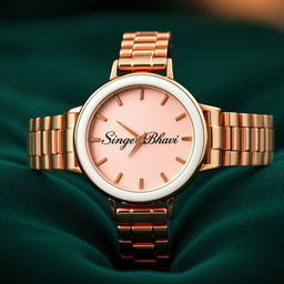 A luxurious watch design for the ladies' brand 'Singer Bhavi', set against an opulent background