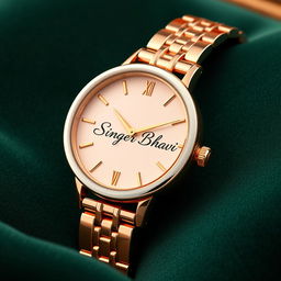 A luxurious watch design for the ladies' brand 'Singer Bhavi', set against an opulent background