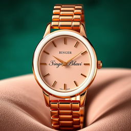A luxurious watch design for the ladies' brand 'Singer Bhavi', set against an opulent background