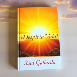 A captivating book cover design featuring a radiant sunrise with warm, golden hues illuminating a picturesque landscape that embodies light and vitality