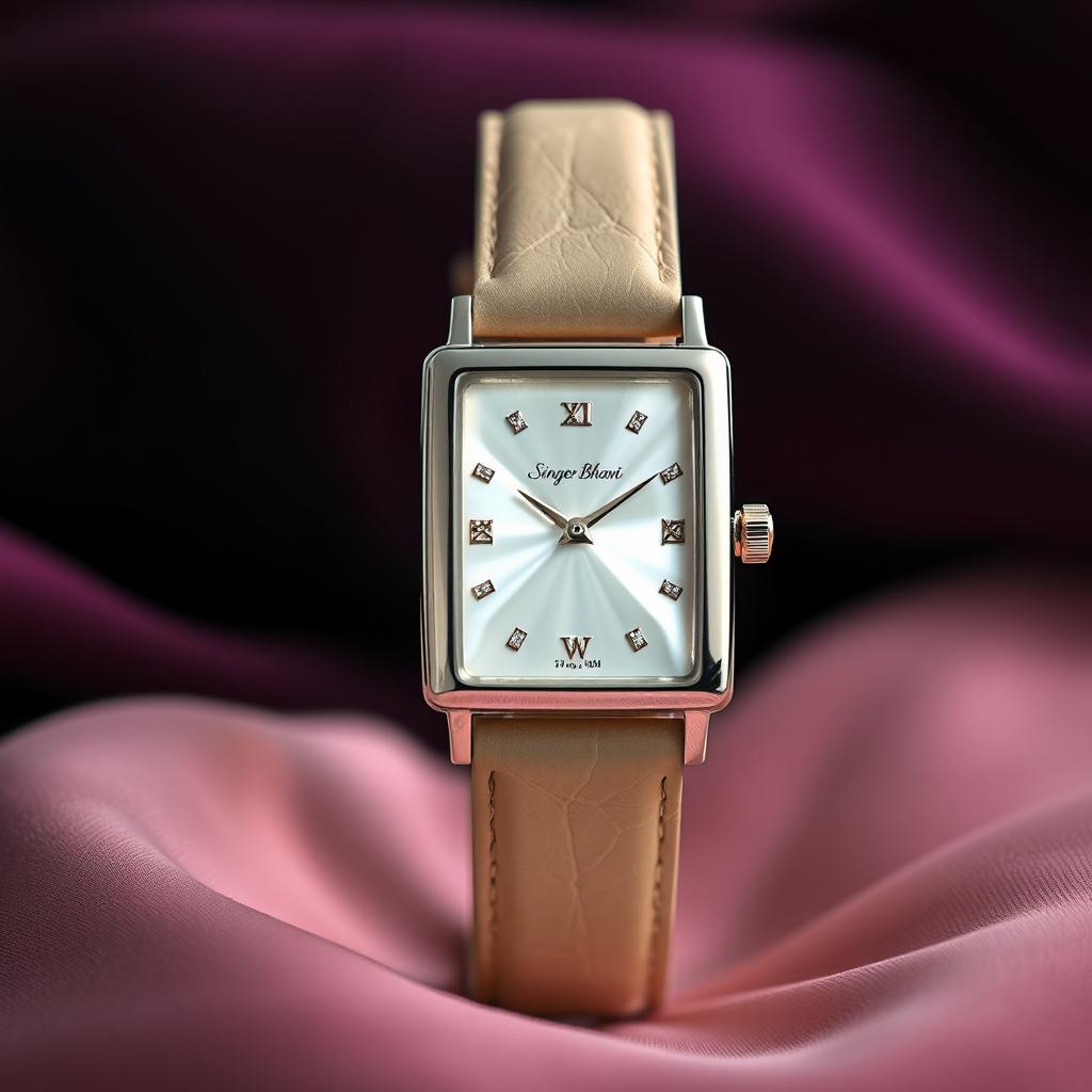 An elegant watch design for the luxury ladies' brand 'Singer Bhavi', featuring a stylish and contemporary aesthetic